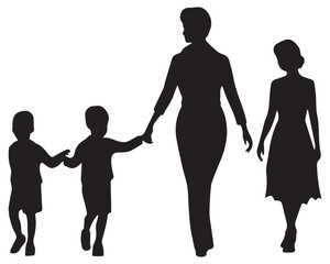 family Vector silhouette white background