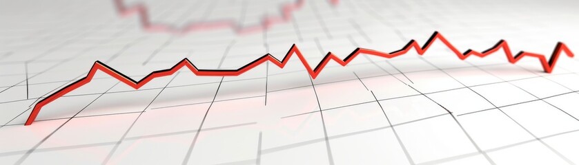 3D graph with the line going downward to the right, isolated on white background, financial decline concept, highresolution stock photo