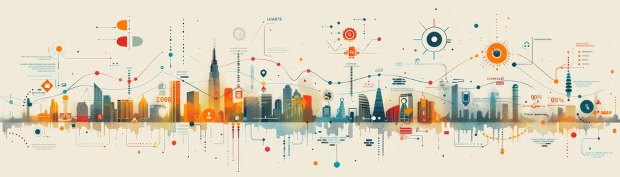 Graph in infographic format with icons and descriptive text, business success, highresolution stock photo