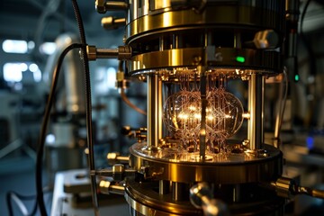 Fototapeta premium A powerful quantum computer in a modern lab technology, AI generated