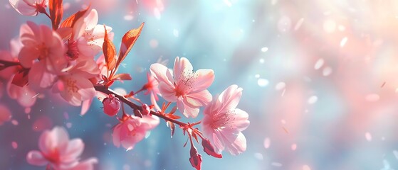 Serene Spring Blossoms in Pastel Hues with Ample Copy Space - High Quality Photography