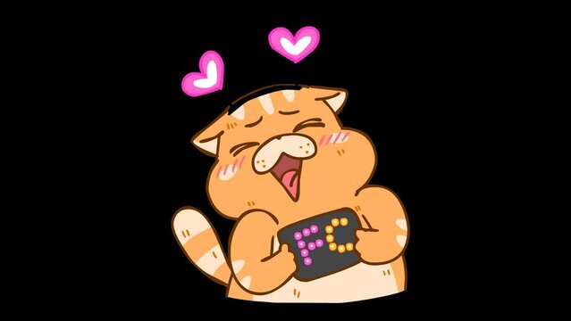 Animated Chubby Cat Holding FC Sign on Transparent Background