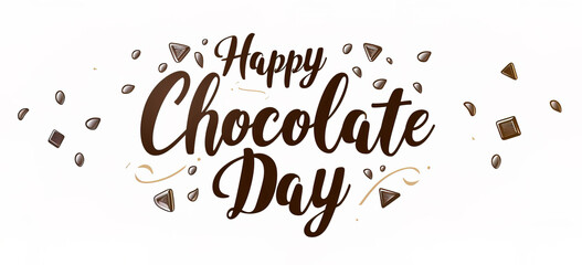 Happy Chocolate Day minimalist word banner over white background