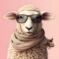 Portrait of sheep with sunglasses
