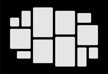 Pictures or photos frame collage. comics page grid layout abstract photo frames and digital photo wall template