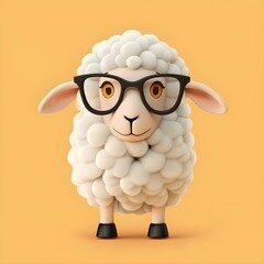 Image of a funny sheep wearing sunglasses on yellow background
