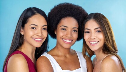 beautiful smiling women of different races and ages togethe