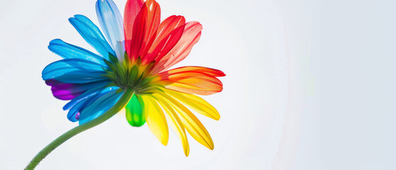 A colorful flower with a rainbow stem. LBGTQ people pride symbol