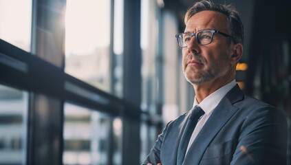Fototapeta premium Composed business leader surveying the scene, an aura of poise and composure emanating from them