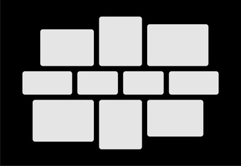 Pictures or photos frame collage. comics page grid layout abstract photo frames and digital photo wall template