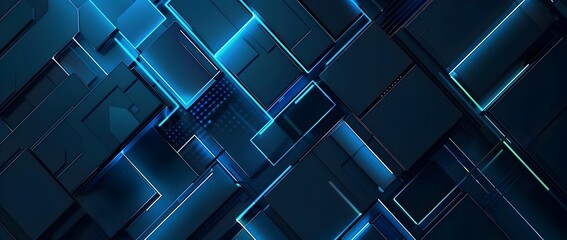Sleek Dimensional Abstract Geometric Blue Technology Background