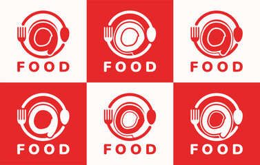 Set of letter O food plate logo. This logo combines letters and cutlery shapes. Perfect for restaurants, food courts, fast food, street food and cafe.