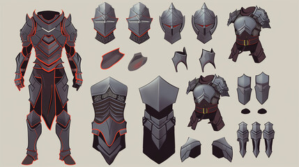 Futuristic armor concept design set