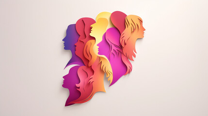 Empowering Women: Feminist Poster Design with Silhouette and Fists in Paper Cut Style, Symbolizing Independence and Activism | 3D Illustration