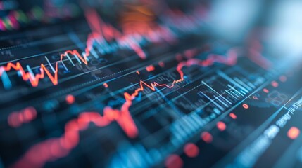 Isolated graph with upwardtrending line and numerical financial data, white background, economic success, stock photo, clean design