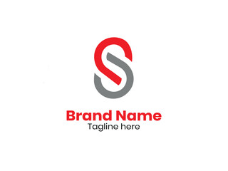 S letter logo alphabet icon design in red grey for company and business