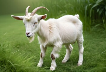 Goat and sheep under realistic light eating grass for islamic festival edi al adha