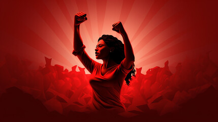 Empowering Women: Paper Cut Woman Silhouette with Fists for Feminism and Independence - 3D Illustration Poster Design