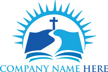 book  church pray sun logo design