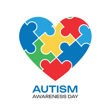Autism logo with puzzle pieces isolated on white background. World autism awareness day icon design. Vector stock