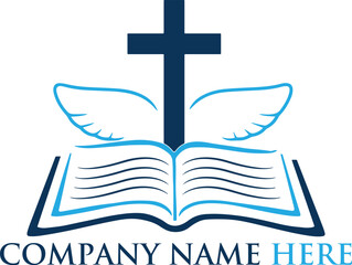 book  church bible wings logo design