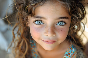 Naklejka premium A close-up of a child's happy face during Eid-al-Adha celebrations