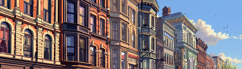 Obraz premium Historic Districts: Focus on historic districts, heritage buildings, and preserved landmarks, showcasing the city's architectural history and cultural heritage