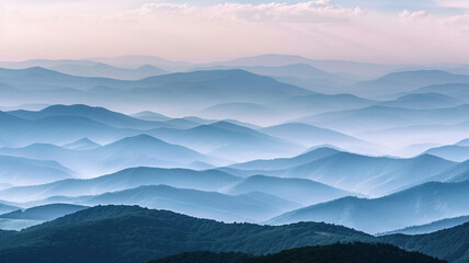 Obraz premium a panorama of fold mountains with layers of rolling hills fading into the horizon