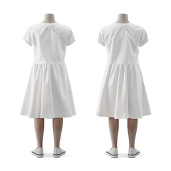 cotton woman dress mockup face and back view isolated on a transparent background