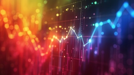 Graph showing upward line on a colorful, contemporary background, financial growth, stock photo, clean design