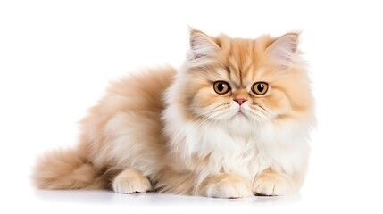 light brown and white persian cat isolate on a white background