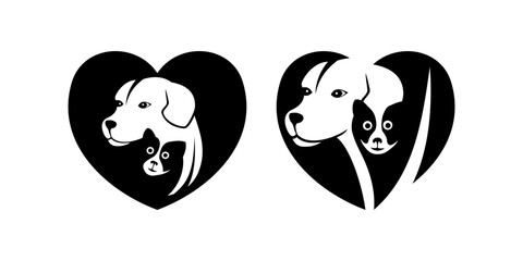 Love Dog and Cat Logo Design Illustration vector eps format , suitable for your design needs, logo, illustration, animation, etc.