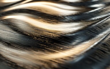 Abstract metallic texture with wave pattern and light reflections.