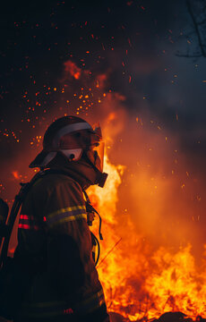 A fireman during an operation in fire