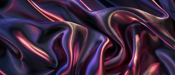 Close-up of smooth, luxurious purple silk fabric with soft, flowing folds.