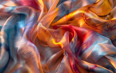 Abstract colorful fabric texture with flowing, vibrant colors.