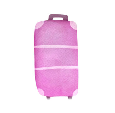 recommend clip art: pink Luggage illustration isolated on transparent background. watercolor hand drawn Travel suitcase, bag. clipart and cut out vacation element