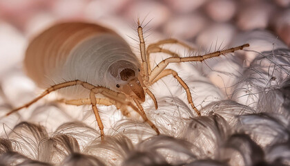 Close-Up of a Dust Mite on Fabric Fibers