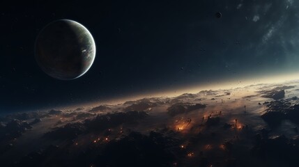 Fototapeta premium rendering of dark earth in space