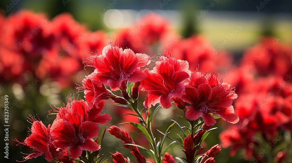 Sticker Vibrant Red Flowers blooms amidst