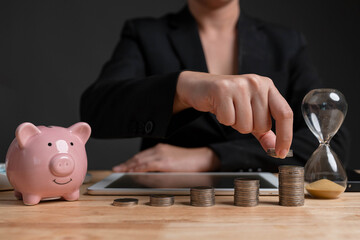 Savings from doing business. Saving money for emergency investments and future investments.financial planning concepts