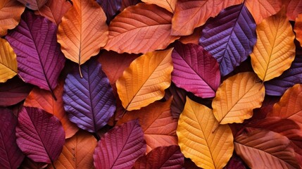 Obraz premium A bunch of vibrant autumn color mulberry leaves