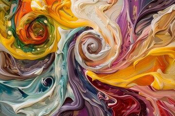 Abstract Artistic Interpretation of European Flavors Through Swirling Patterns and Colors Representing Pastries