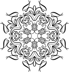 Circular floral fish turtle mandala transparent background