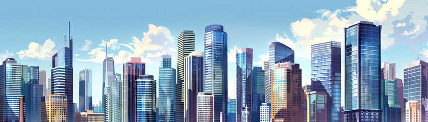 Fototapeta premium City Skylines: Close-up of city skylines, skyscrapers, and urban landmarks, highlighting the city's iconic architecture and skyline views