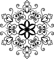 Circular butterfly floral mandala transparent background