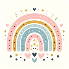 Obraz premium Whimsical Pastel Rainbow with Hearts and Stars