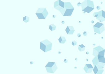 Gray Block Background Blue Vector. Polygon Random Texture. Chaos Illustration. White Shape Cubic. Monochrome Template Square.