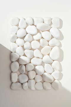 White pebbles arranged as a rectangle shape
