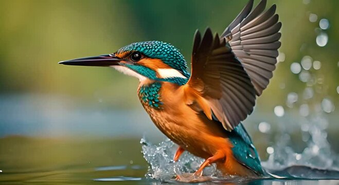 The female kingfisher failed to dive to catch the fish